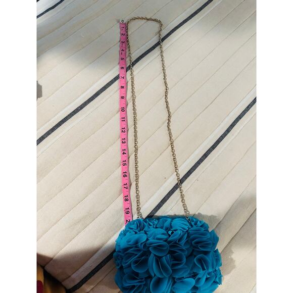 Teal Floral Vintage Clutch Bag, Glamorous Teal Evening Bag - Picture 7 of 7